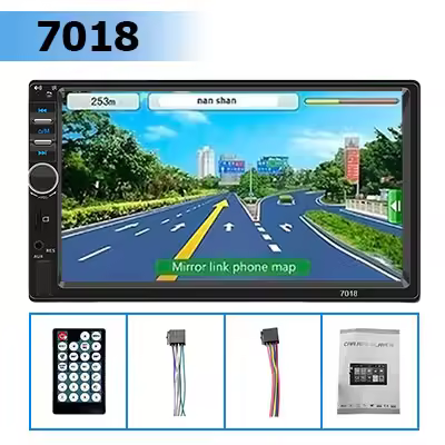 Reproductor MP5 De 7 Pulgadas Con Pantalla Táctil Carplay Bluetooth HD Calidad De Sonido Sin Pérdida Video De Coche Retrovisor Hands-free Plug-in Soporte Para Control Del Volante - 1