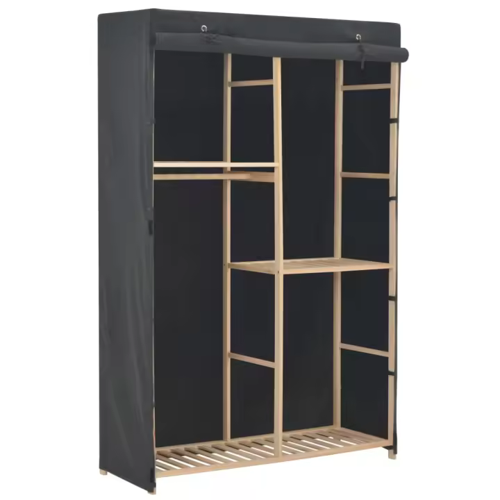 vidaXL Armario de ropa de 3 niveles 110x40x170 cm en color Blanco/Gris | almacenamiento funcional diseño moderno para baño dormitorio sala - 1