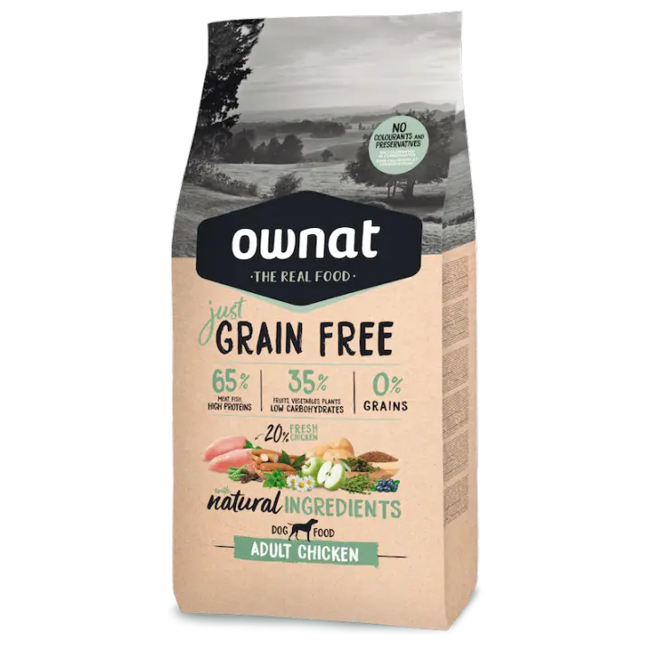 Ownat Just grain free Pollo, alto en carnes, sin cereales, mejor calidad precio - 1