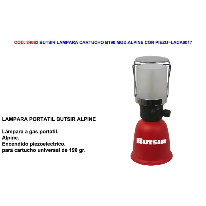 Butsir lampara cartucho b190 mod.alpine con piezo laca0017 - 1