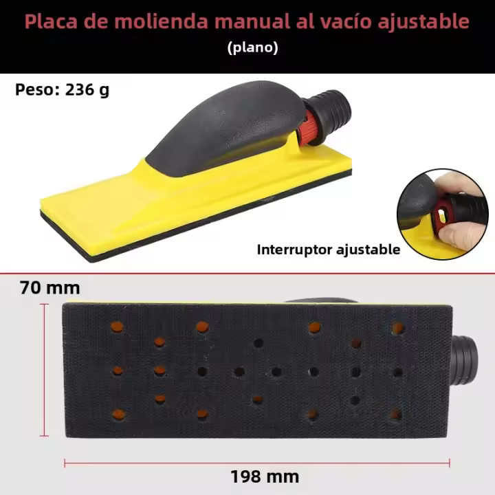 Soporte De Disco De Arena Manual HIFESON 70x198mm Bloque Abrazivo De Vacío Para Pintura Y Polido De Coches Y Paredes - 1