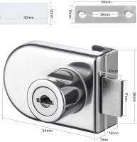Paquete de 4 cerraduras de gabinete de vidrio sin perforación, cerraduras de puerta de vidrio simple con llaves iguales, cerradura de seguridad de gabinete de pantalla abierta doble para vidrio de 5-8mm - details 0