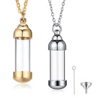 Collar De Vidrio Transparente Con Corazón De Acero Inoxidable Botella De Perfume Urna De Cremación Pendiente Para Mujeres Recuerdo - details 0