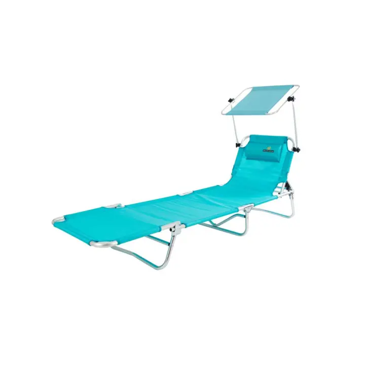 Tumbona MAGNESIO 1012 (Turquesa) - Tumbona reclinable con TOLDO de Playa Plegable y reclinable - CREVICOSTA QUALITY MARK MARCAS DE CALIDAD - 1