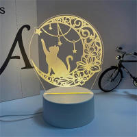 Lámpara De Noche 3D Ilusión Óptica Gato Estrella Con Toque Y Cambio De Color Ambiental 7 Colores Para Dormitorio - details 0