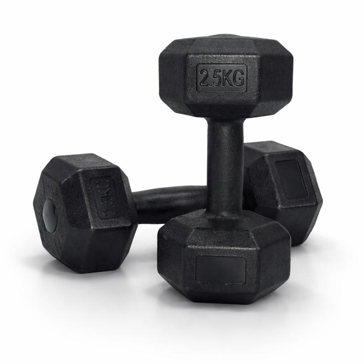 Wonduu Juego de 2 Mancuernas Hexagonales con Revestimiento de PVC 2.5Kg cada una Antideslizantes TOTAL 5KG