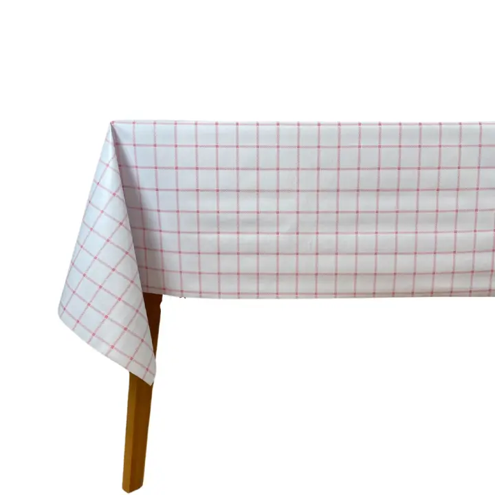 Mantel Hulehule Tex - Hule PVC Anti manchas Resistente al Agua Fácil Limpieza Cuadros Rojos Sobre Fondo Blanco - ALEJA - 1