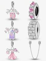 Colgante De Encanto De Maleta De Vestido Rosa Y Morado En Plata De Ley 925 Para Pulseras Joyería Fina Para Mujeres De Alta Calidad - details 2