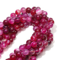Piedras De Agato Rosa Natural Con Rayas Rojas Perlas Redondas Para Fabricación De Joyas Pulseras Collares Accesorios 4/6/8/10/12mm - details 2