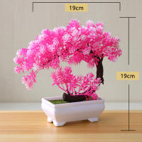 Arbusto Artificial De Bonsái Sakura En Maceta Pequeño Árbol Miniatura De Hojas Verdes Decoración De Flor De Bola De Nieve Simulación Para Escritorio - details 4