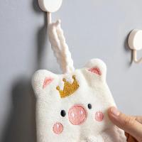 Toalla De Mano De Velvet Coral Colgante Con Bordado De Cerdo Adorable Toalla De Cocina Y Baño Suave Y Encantadora Tela De Lavado De Manos - details 4