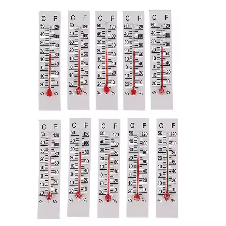 10 Pcs 5cmx1.1cm Miniature Paper Cardboard Thermometer Indoor -20-50 Celsius - 1
