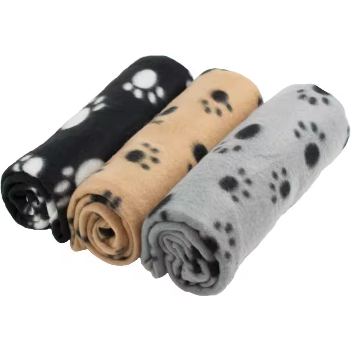 Manta para Mascotas con Estampados de Pata, Acabado Suave, Tapete con Estampados de Patas 3 Piezas Color al Azar(100x70cm) - 1