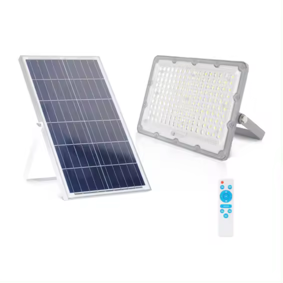 Foco Led Exterior Con Panel Solar+bateria+mando Distancia 100w Ip65 174100 - 1