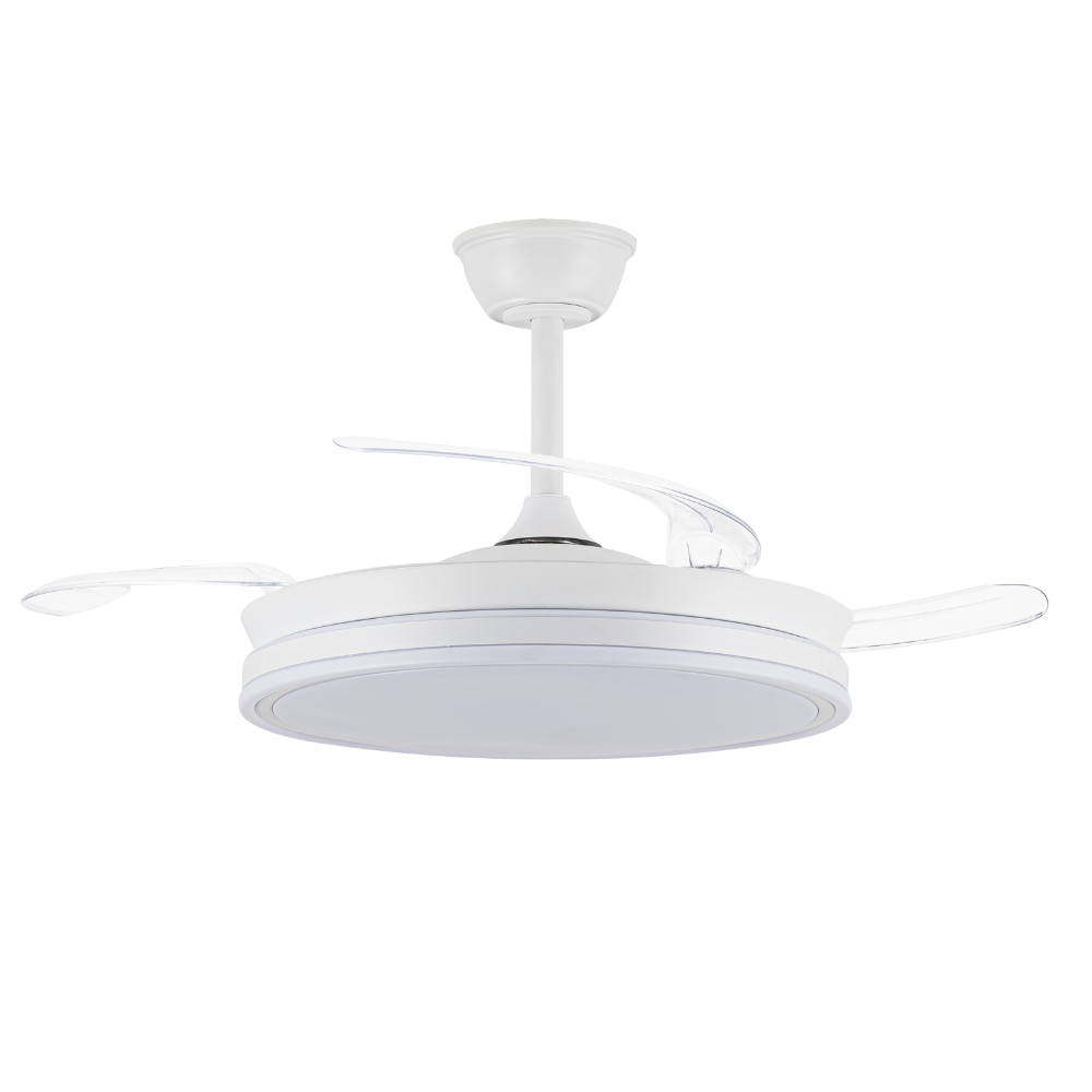 Akunadecor - Ventilador de techo BEST SELLER motor DC 6 velocidades, con SMART APP Tecnología Led 72W sistema CCT 7920 Lúmenes, Control remoto con temporizador, LUZ REGULABLE en color e intensidad, MEMORIA motor inverter verano/invierno ultra silencioso.