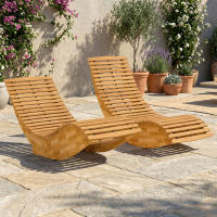Outsunny Pack de 2 Sillas Mecedoras de Jardín de Madera, Mecedoras para Exterior Ergonómica Plegables con Diseño Listonado, para Balcón, Terraza, Patio, Carga 120 kg, 60x156x77 cm, Natural - details 6