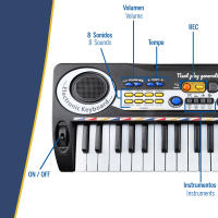 MeMe Music - Teclado electrónico con micrófono,  37 teclas, medidas de 43x16 cm, aprende a tocar el piano, teclado musical para niños, instrumentos musicales infantiles, teclados infantiles, piano iniciación niños, juguetes educativos 3 años - details 2