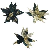 Adorno De Navidad Flor De Oro Y Verde Para Árbol De Navidad Decoración De Casa Fiesta De Año Nuevo Regalo De Navidad Flores Artificiales - details 0