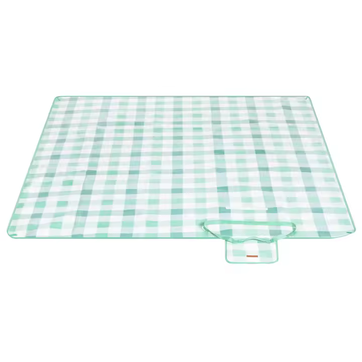 SONGMICS Manta de Picnic, 200 x 200 cm, 4 Pinzas a Prueba de Viento, Colchoneta Grande para Camping, Parque, Jardín, Playa, Fundo Impermeable, Plegable y Portátil, Verde y Blanco/Verde y Azul - 1