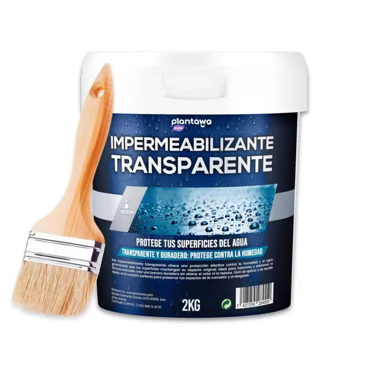 Plantawa Impermeabilizante Transparente 2kg | Sellador Hidrofugante Invisible, Genera Película Protectora, Resistente al Agua y Humedad, Revestimiento Impermeable para Interiores y Exteriores - 1