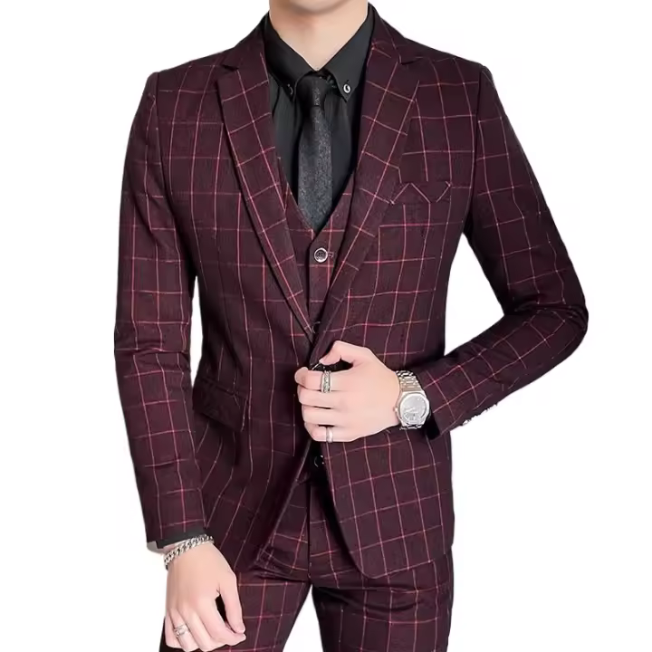 Traje De Moda Para Hombre 2025 (Blazer+Chaleco+Pantalones) Estilo Artístico Casuero Elegante Talla M-5XL Adecuado Para Bodas Y Trabajo - 1