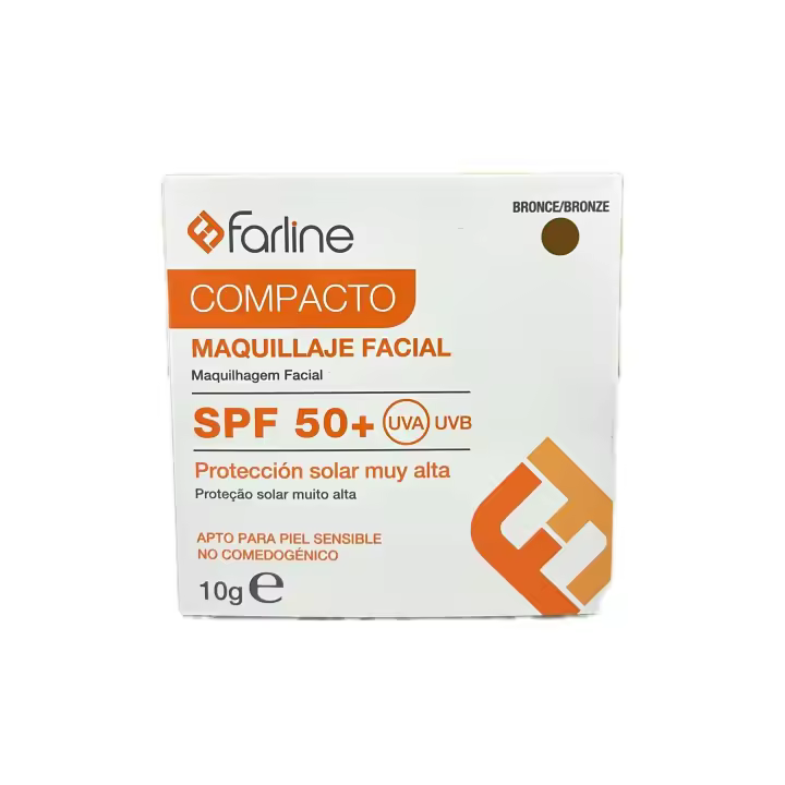 Farline Solar Maquillaje Facial Compacto SPF 50+ Color BRONCE Protección Solar Muy Alta 10g - 1