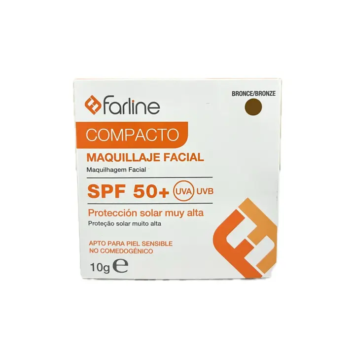 Farline Solar Maquillaje Facial Compacto SPF 50+ Color BRONCE Protección Solar Muy Alta 10g - 1