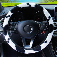 Funda Para Volante De Coche Universal De Peluche Gruesa Y Suave Caliente Decoración Interior Moda Búfalo Accesorios Automotrices - details 0