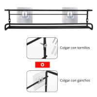 MundoTarros - 2 Especieros Negros de Metal + 10 Botes Cuadrados de Cristal de 120 gramos de capacidad con Tapas Metálicas - Estante Colgante de Metal para Condimentos con 10 Tarros de Cristal - details 1