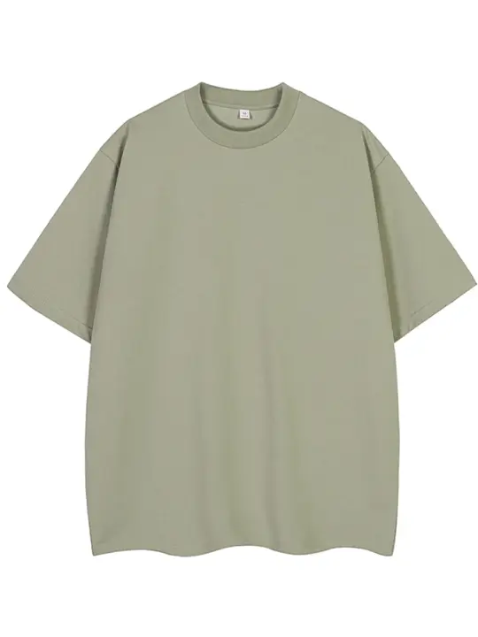 Camiseta De Verano Para Hombre 260GSM Moda Coreana Manga Corta Suelta Basic Tops Sólido Oversize Unisex Cuello Redondo Tejido Al Hilo - 1