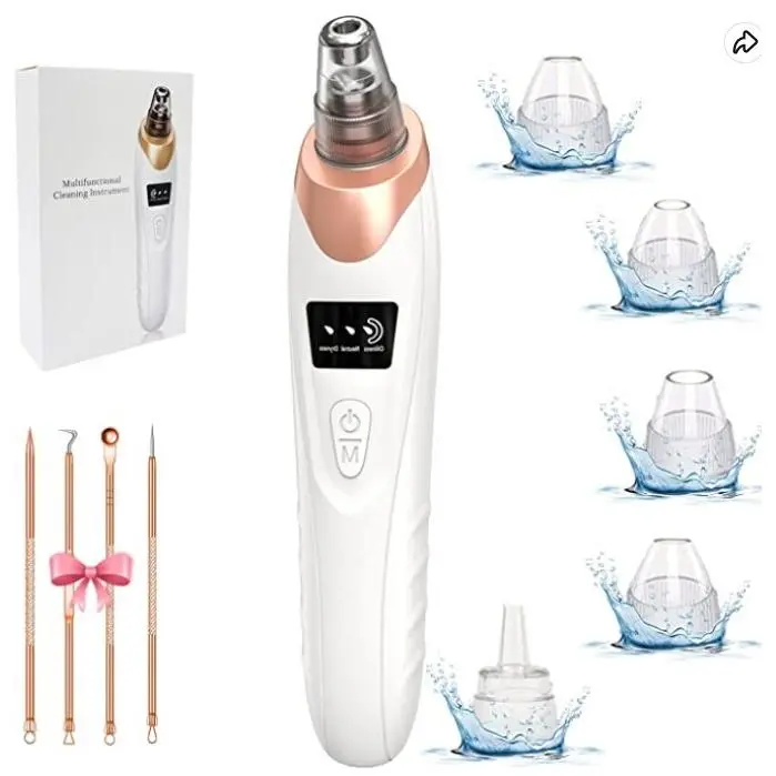 Eliminador de puntos Negros al vacío para el cuidado facial, nariz y Nariz, with 5 cabecales de succión.(1 *) - 1