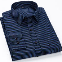 Camisa De Punto De Cuello Encogible Para Hombre Talla Grande Hasta 9XL Estilo Casual Formal Con Rayas Manga Larga Color Variado - details 6