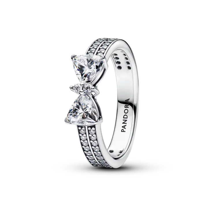 Anillo Pandora Doble Banda Lazo Brillante - 1
