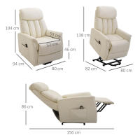 HOMCOM Sillón Levanta Personas Sillón de Relax Elevador con Reposapiés Mando a Distancia Reclinación Eléctrica Bolsillo Lateral Carga 150 kg 80x94x104 cm Crema - details 3