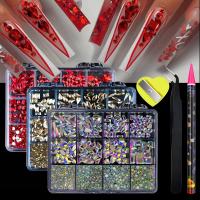 12 Cuadrículas De 3D Diamantes De Aleación Para Uñas Joyas De Cristal Corazón Accesorios De Manicura Gemas De Rhinestone Para Artesanía De Joyería - details 1
