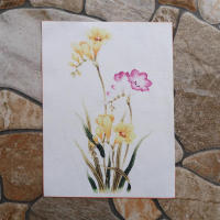 1pc Tela De Algodón Tejida a Mano Con Pintura Al Acuarela Flor DIY Decorativa Y Patchwork Tela Tejida a Mano Antideslizante Para Manualidades - details 1
