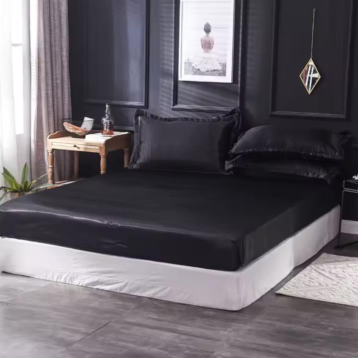 Sábana De Satén Con Fundas Para Almohada Y Colchón Conjunto De Cama Falso Seda Tamaño Full Queen King Para Decoración De Dormitorio - 1