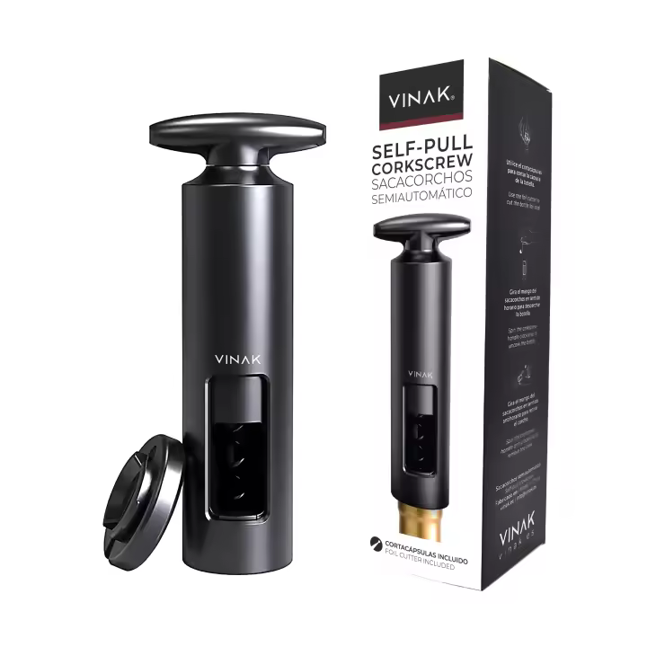 Sacacorchos manual VINAK con cortacápsulas incluido  Abridor muy fácil de utilizar  Abrebotellas de vino manual perfecto para casa, restaurante o bar - 1