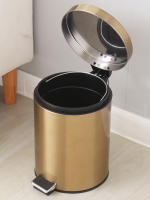 Bandeja De Papelera De Acero Inoxidable 5L Moderna Con Pedal De Pie Para Baño Y Cocina Resistente Al Polvo Y Agua Color Oro - details 18