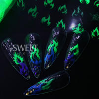 10 Rolls De Uñas Con Diseño De Llama Fluorescente Estilo Neón Para Manicura Adhesivos De Papel Estelar Para Decoración De Halloween - details 3