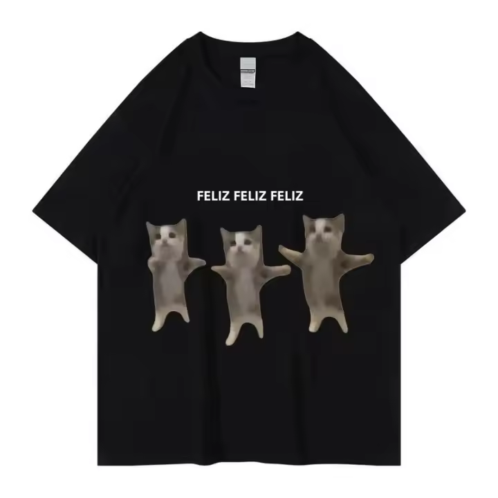 Camiseta De Algodón Cómica Con Meme De Gato Coreografía Felina Para Hombres Y Mujeres Estilo Casual Transpirable Para Verano - 1