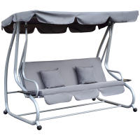 Outsunny Columpio Balancín Jardín 3 Plazas Convertible en Cama Techo Parasol Regulable Bandeja para Bebida Terrza Balcón Exterior Carga máx. 340kg Acero 200x120x164cm - details 0