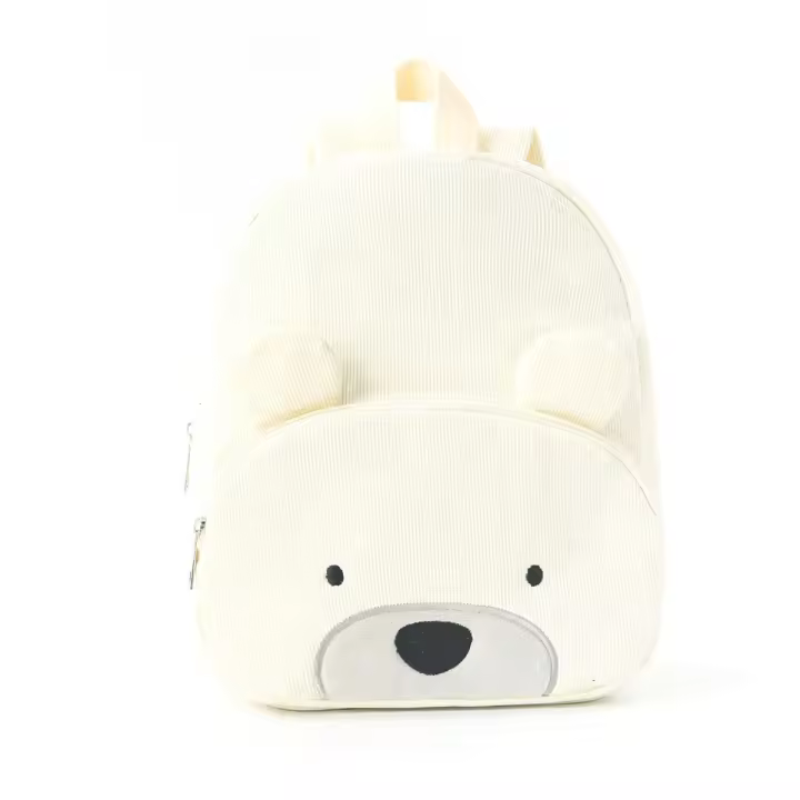 Bonita mochila de oso de pana para estudiantes de primaria, mochila informal, bolso de peluche de dibujos animados - 1