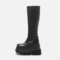 Botas De Mujer Invierno 2024 Con Tacón De Pendiente Alta Antideslizante Moda Grueso Comodidad Casual Estilo Gótico Cierre De Cremallera - details 3
