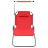 vidaXL Tumbona plegable con toldo y ruedas acero Azul, Negro, Rojo Sillas de Exterior Ideal para jardín, playa, piscina, terraza Tumbona Piscina Tumbonas Playa Tumbonas Jardín Exterior - details 3