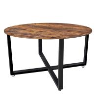 Mesa de centro redonda, estructura metálica duradera, fácil montaje, ideal para salón, marrón rústico, diámetro 88 cm - details 1