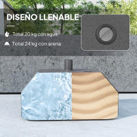 Outsunny Base para Sombrilla Soporte para Parasol Pie para Sombrilla Rellenable con Agua 20L o Arena 24kg para Jardín Terraza Negro - details 0