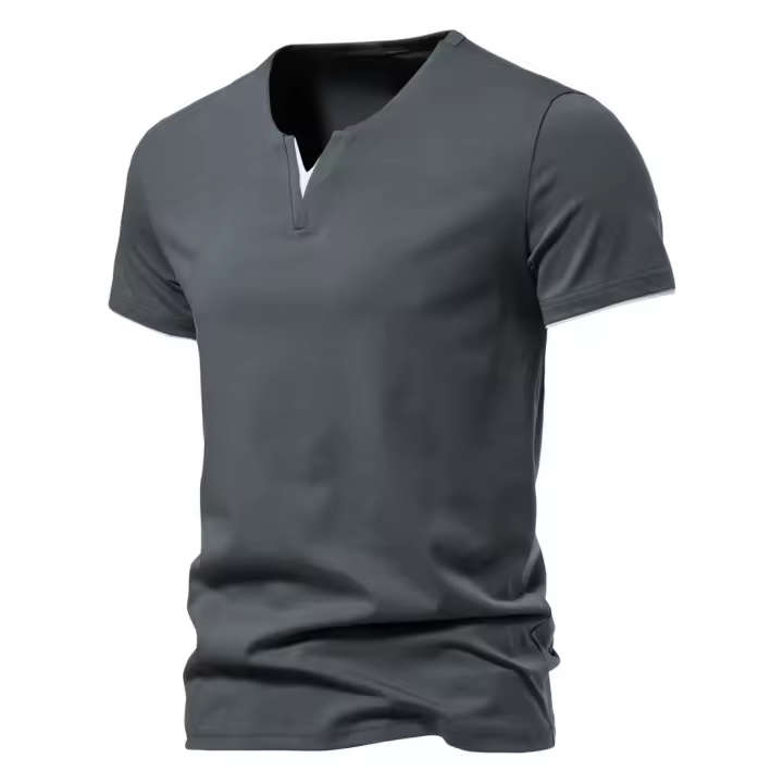 Camiseta De Hombre Verano Manga Corta Estilo Casual Algodón Ajustada V Cuello Secado Rápido Running Top Basic Fitness - 1