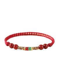 Pulsera De Hilo Rojo Para Mujeres Y Hombres Con Cuentas De Cinnabar Y Cordón Tejido Tíbet Budista Joyería De Muñeca Artesanal - details 7