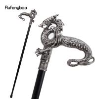 Bastón De Moda Dragón Plateado Elegante 93cm Tacón De Goma Manija Recta De Acero Para Hombres Decoración De Callejero - details 3